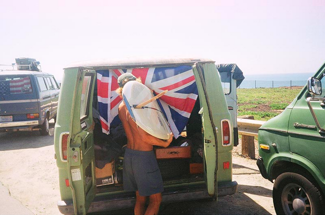 surfer with British flag