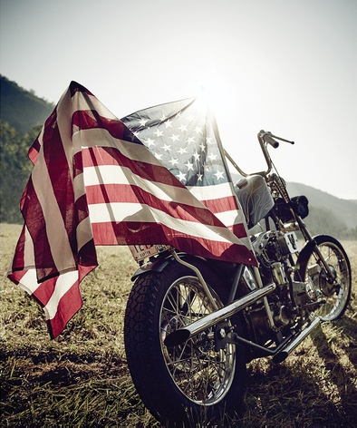 flag and motorcycle